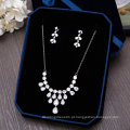 Casamento Bridal Silver Crystal Rhinestone Necklace Set